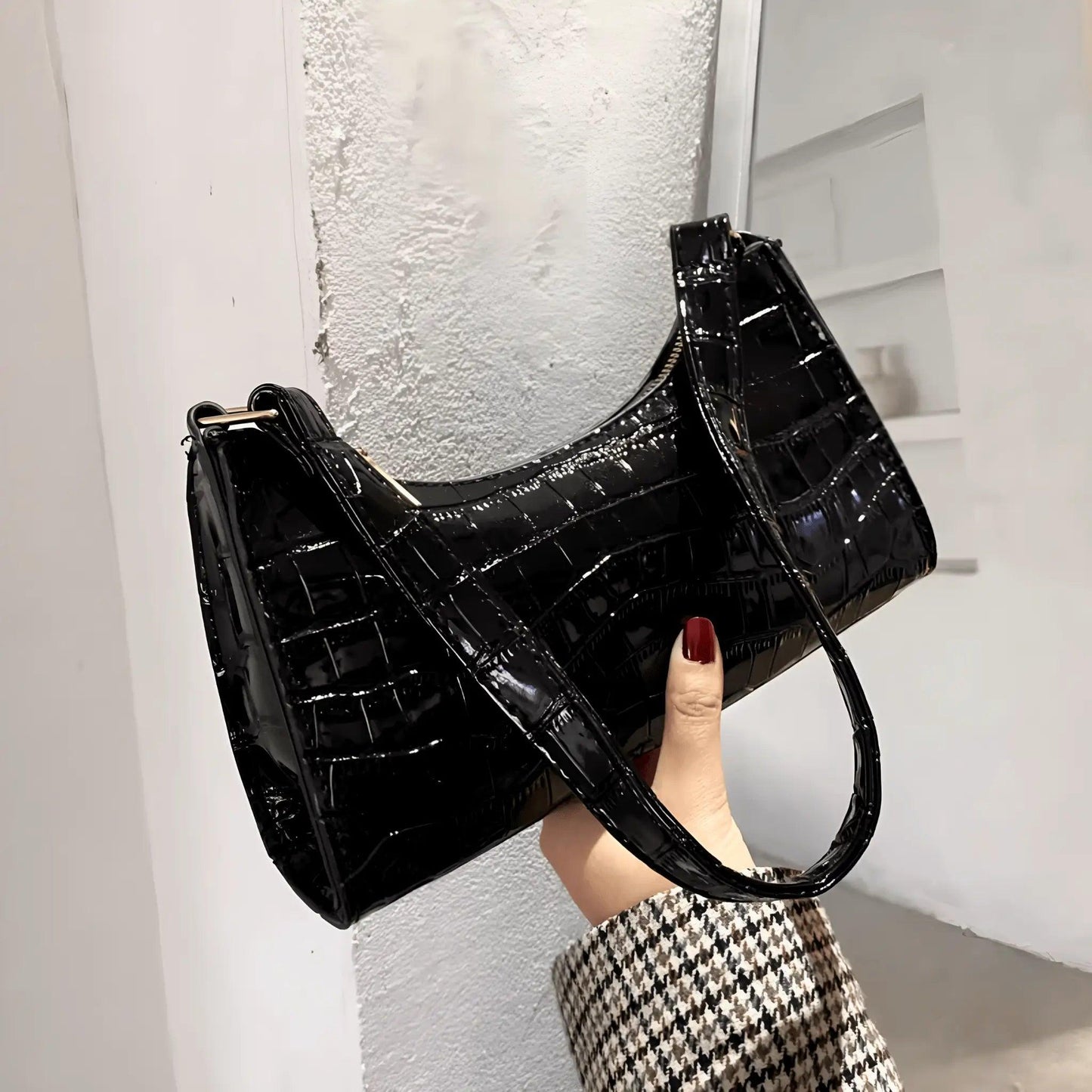 Crocodile Leather Shoulder Bag - Vuneti