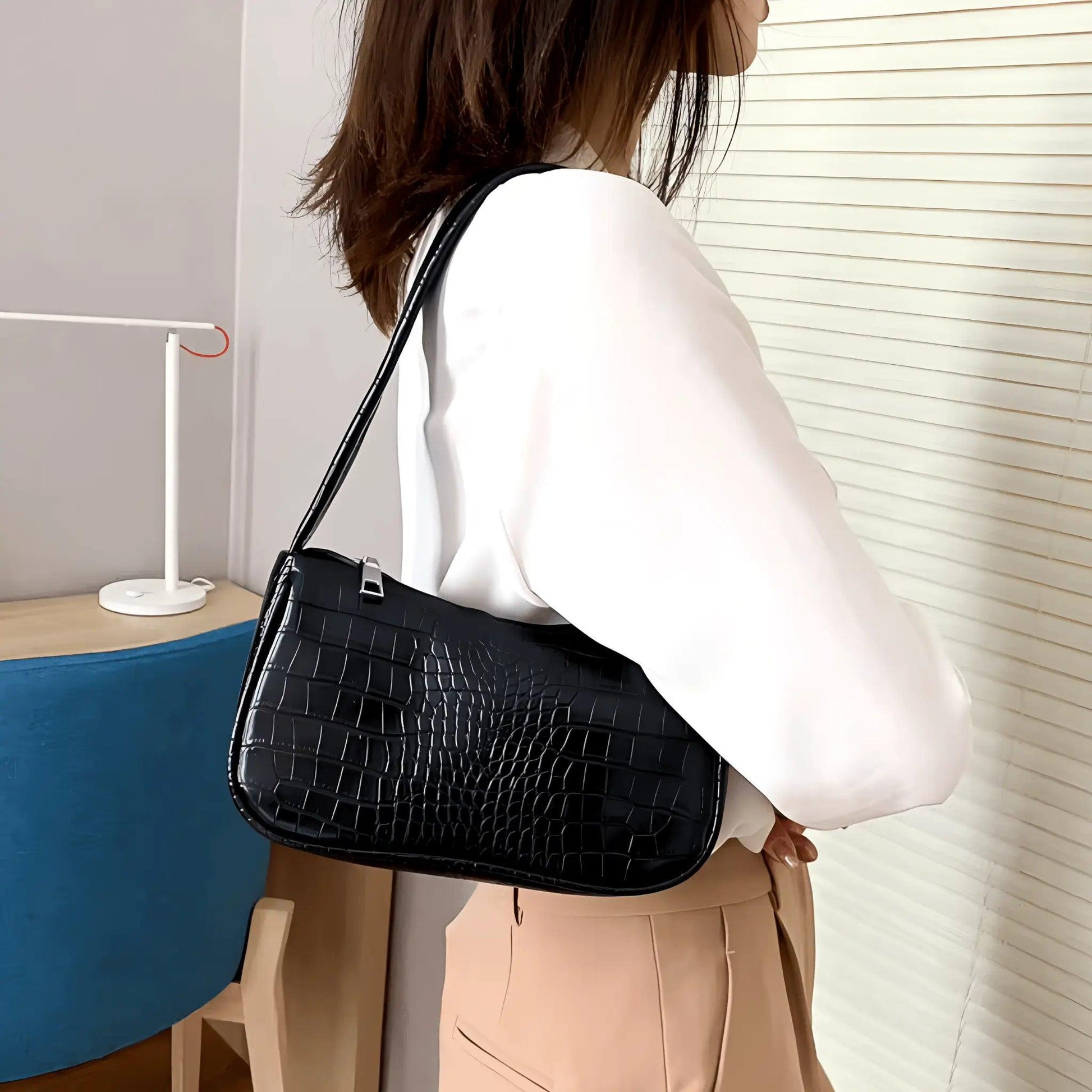 Crocodile Leather Shoulder Bag - Vuneti